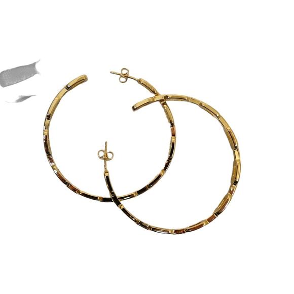 Adornia 14K Gold Plated Chain Link Hoop Earrings NEW - Picture 3 of 7